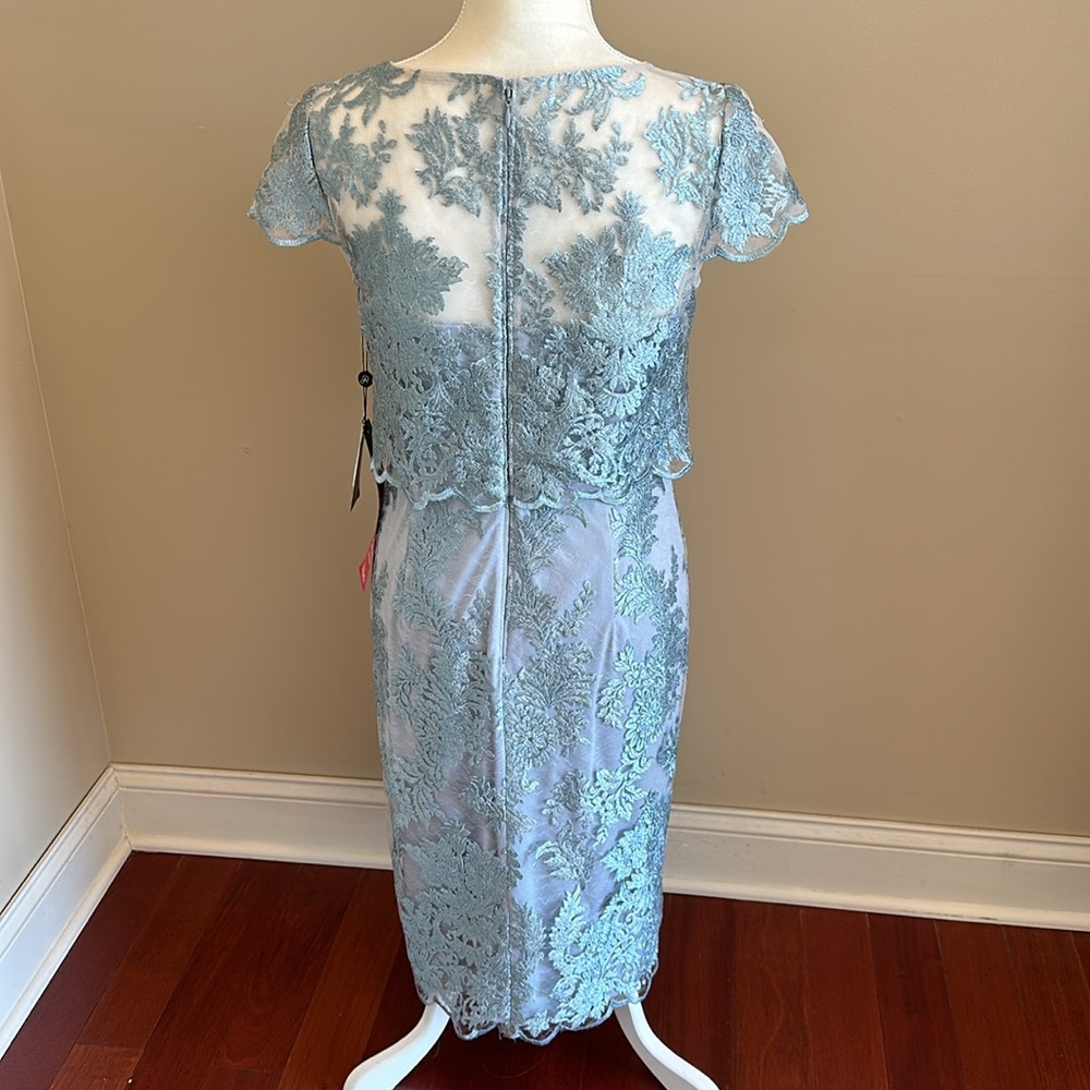 Adrianna Papell Formal Embroidered Lace Periwinkle Blue Dress Size 8 - Picture 5 of 7